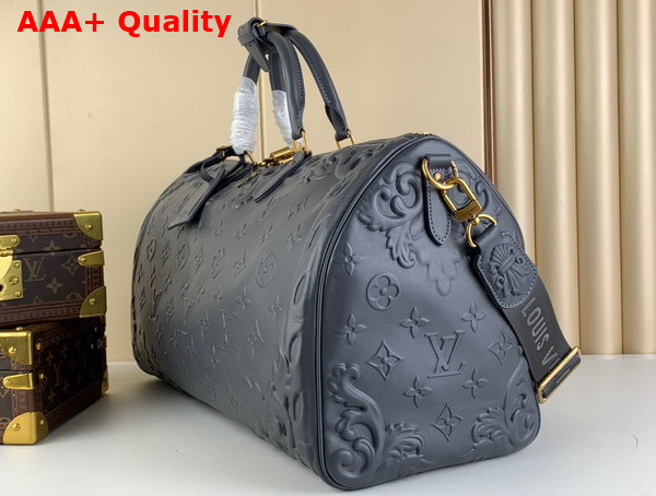 Louis Vuitton Keepall Bandouliere 50 Bag in Dark Shadow Gray Calf Leather Replica