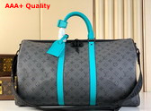 Louis Vuitton Keepall Bandouliere 50 Bag in Monogram Eclipse Reverse Coated Canvas Replica