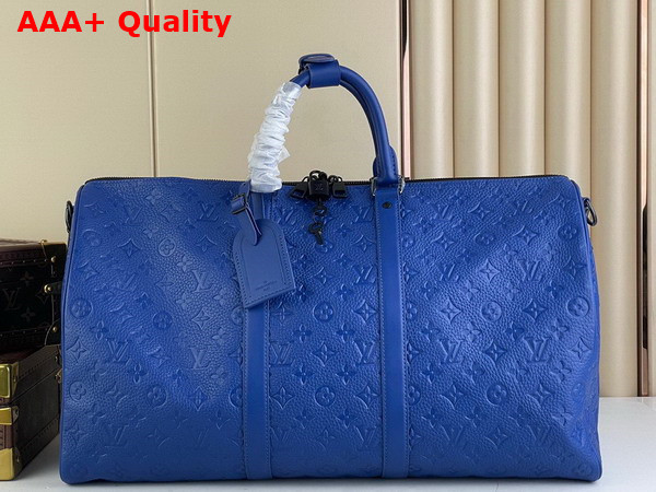 Louis Vuitton Keepall Bandouliere 50 Bag in Racing Blue Embossed Taurillon Monogram Cowhide Leather M23141 Replica