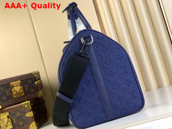 Louis Vuitton Keepall Bandouliere 50 Bag in Sapphire Monogram Embossed Taurillon Cowhide Leather M11495 Replica