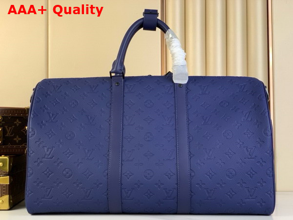 Louis Vuitton Keepall Bandouliere 50 Bag in Sapphire Monogram Embossed Taurillon Cowhide Leather M11495 Replica