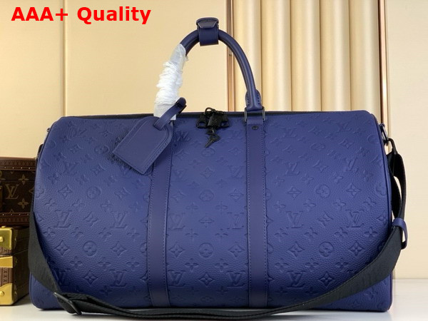 Louis Vuitton Keepall Bandouliere 50 Bag in Sapphire Monogram Embossed Taurillon Cowhide Leather M11495 Replica