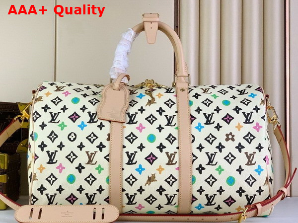 Louis Vuitton Keepall Bandouliere 50 Bag in White Multicolor Monogram Canvas Replica