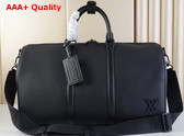 Louis Vuitton Keepall Bandouliere 50 Black LV Aerogram Cowhide Leather M21420 Replica