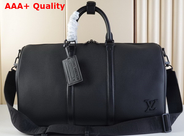 Louis Vuitton Keepall Bandouliere 50 Black LV Aerogram Cowhide Leather M21420 Replica