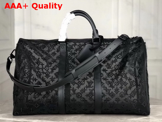 Louis Vuitton Keepall Bandouliere 50 Black Monogram Embroidered Mesh M53971 Replica