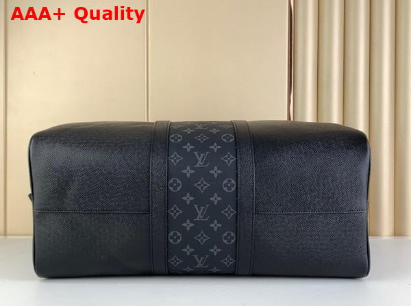 Louis Vuitton Keepall Bandouliere 50 Black Taiga Cowhide Leather and Monogram Eclipse Coated Canvas M53763 Replica