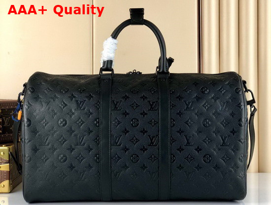 Louis Vuitton Keepall Bandouliere 50 Black Taurillon Monogram Leather M59025 Replica