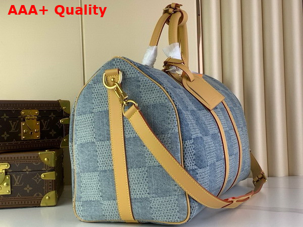 Louis Vuitton Keepall Bandouliere 50 Blue Damier Denim 3D Cotton Canvas N40739 Replica