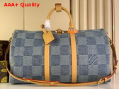 Louis Vuitton Keepall Bandouliere 50 Blue Damier Denim 3D Cotton Canvas N40739 Replica