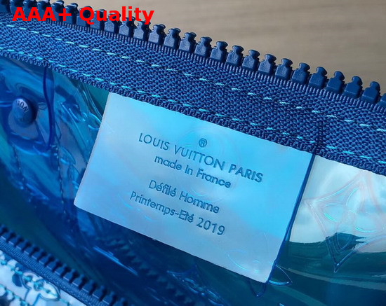 Louis Vuitton Keepall Bandouliere 50 Blue Transparent Embossed Monogram PVC M53272 Replica