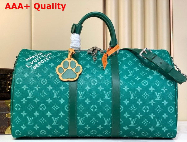 Louis Vuitton Keepall Bandouliere 50 Green Monogram Heritage Coated Canvas M12687 Replica