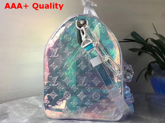 Louis Vuitton Keepall Bandouliere 50 Iridescent Prism Transparent Embossed Monogram PVC M53271 Replica