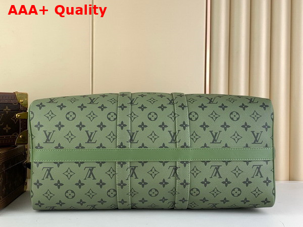 Louis Vuitton Keepall Bandouliere 50 Khaki Green and Vermillion Red Monogram Canvas Replica