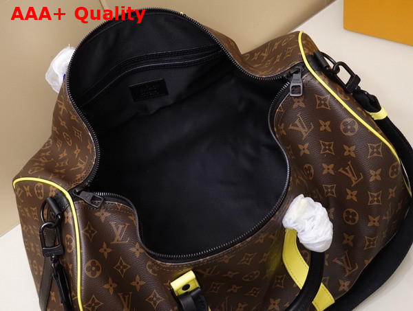 Louis Vuitton Keepall Bandouliere 50 Monogram Macassar Canvas and Florescent Yellow Leather Trim M45866 Replica