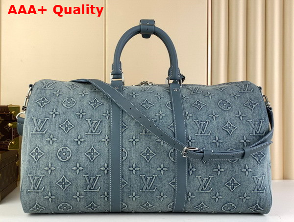 Louis Vuitton Keepall Bandouliere 50 Monogram Washed Denim Coated Canvas M22532 Replica