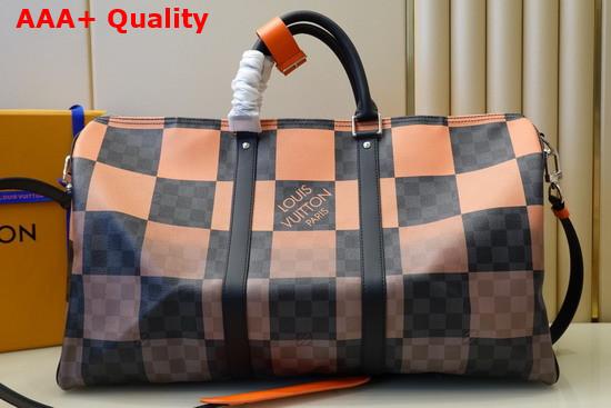 Louis Vuitton Keepall Bandouliere 50 Orange Damier Graphite Giant Coated Canvas N40420 Replica