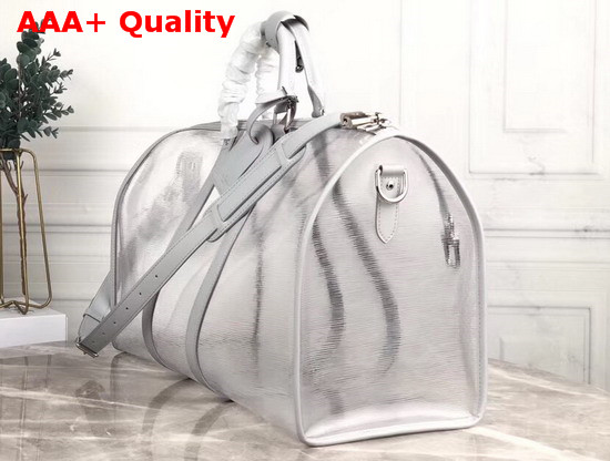 Louis Vuitton Keepall Bandouliere 50 Transparent Epi PVC and White Calf Leather Replica