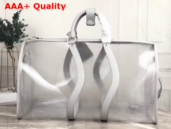 Louis Vuitton Keepall Bandouliere 50 Transparent Epi PVC and White Calf Leather Replica