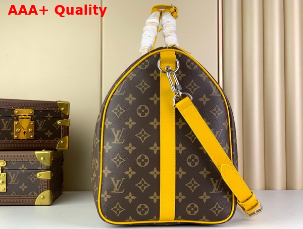 Louis Vuitton Keepall Bandouliere 50 Travel Bag in Monogram Macassar Coated Canvas and Yellow Cowhide Leather Trim M46771 Replica