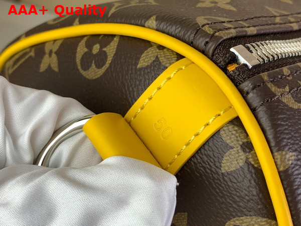 Louis Vuitton Keepall Bandouliere 50 Travel Bag in Monogram Macassar Coated Canvas and Yellow Cowhide Leather Trim M46771 Replica