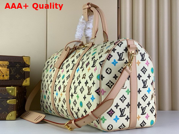 Louis Vuitton Keepall Bandouliere 50 Travel Bag in Vanilla Monogram Craggy Coated Canvas Replica