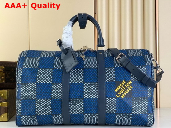 Louis Vuitton Keepall Bandouliere 50 in Blue Damier Heritage Coated Canvas N40861 Replica