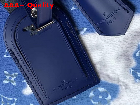 Louis Vuitton Keepall Bandouliere 50 in Blue Monogram Canvas with White Giant LV on The Front Replica