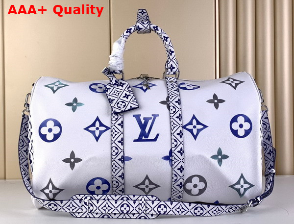 Louis Vuitton Keepall Bandouliere 50 in Blue Monogram Coated Canvas Replica