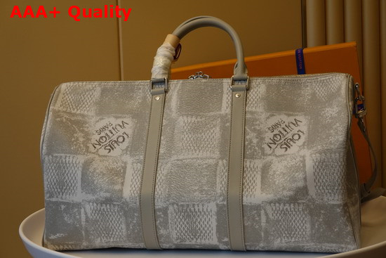 Louis Vuitton Keepall Bandouliere 50 in Light Grey Damier Salt Canvas N50069 Replica