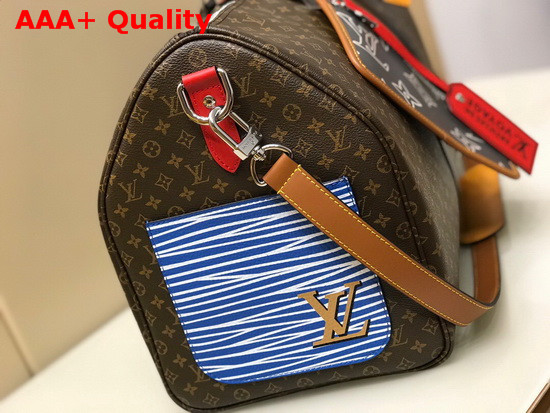 Louis Vuitton Keepall Bandouliere 50 in Monogram Canvas with Virgil Ablohs New Patchwork Replica