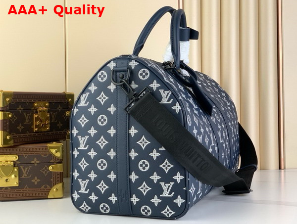 Louis Vuitton Keepall Bandouliere 50 in Navy Blue Monogram Shadow Leather M24953 Replica