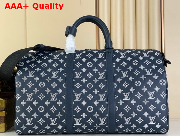 Louis Vuitton Keepall Bandouliere 50 in Navy Blue Monogram Shadow Leather M24953 Replica