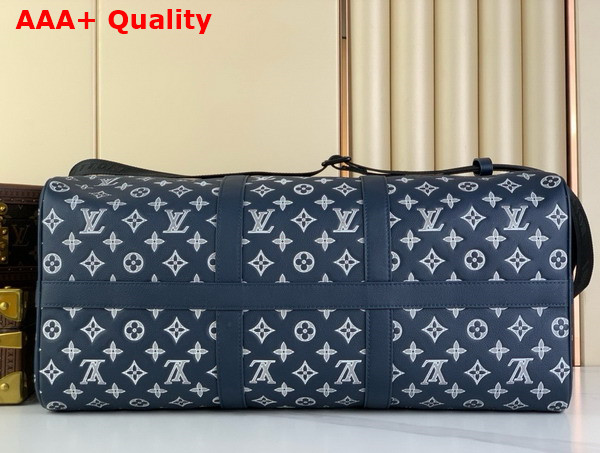 Louis Vuitton Keepall Bandouliere 50 in Navy Blue Monogram Shadow Leather M24953 Replica