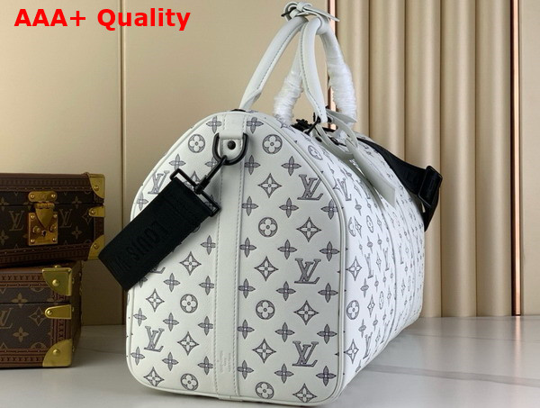 Louis Vuitton Keepall Bandouliere 50 in White Monogram Shadow Leather M24954 Replica