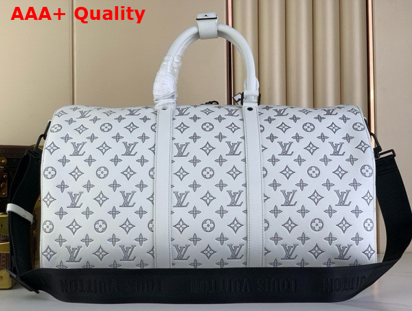 Louis Vuitton Keepall Bandouliere 50 in White Monogram Shadow Leather M24954 Replica