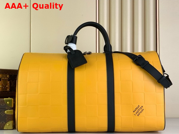 Louis Vuitton Keepall Bandouliere 50 in Yellow Damier Scuba Calfskin Leather M25019 Replica