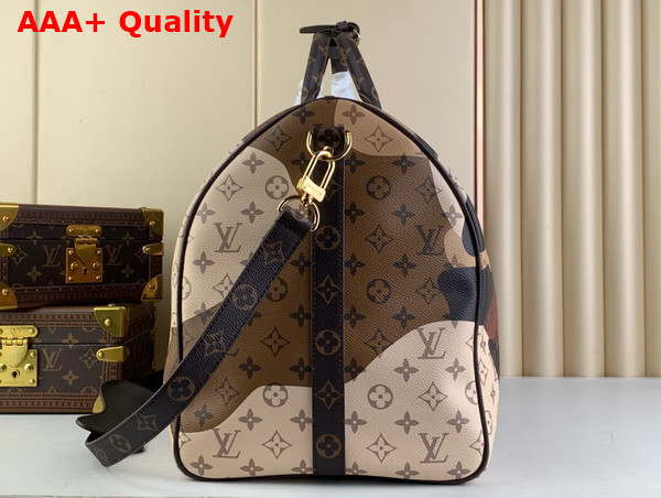 Louis Vuitton Keepall Bandouliere 55 Bag in Brown Monogram Coated Canvas and Cowhide Leather M46677 Replica