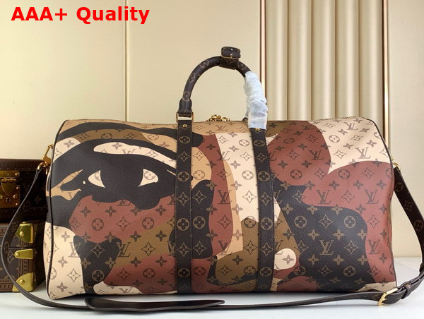 Louis Vuitton Keepall Bandouliere 55 Bag in Brown Monogram Coated Canvas and Cowhide Leather M46677 Replica