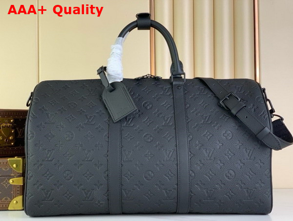 Louis Vuitton Keepall Bandouliere 55 Black Monogram Taurillon Leather Replica