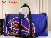 Louis Vuitton Keepall Bandouliere 55 Travel Bag Sports the Colors of The NBA Vivid Blue Taurillon Leather M21105 Replica