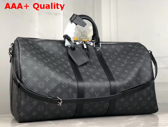 Louis Vuitton Keepall Bandouliere 55 in Monogram Eclipse Canvas M40605 Replica