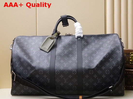 Louis Vuitton Keepall Bandouliere 55 in Monogram Eclipse Canvas Replica