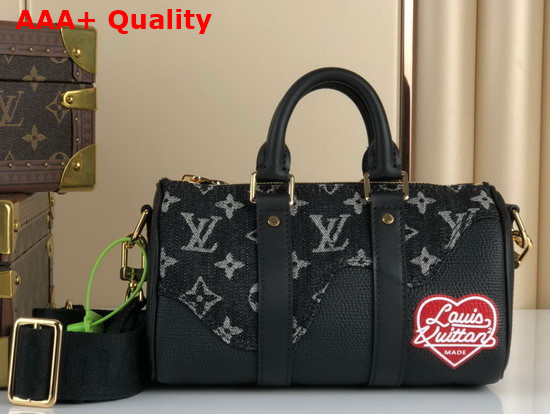 Louis Vuitton Keepall XS Black Monogram Denim and Taurillon Leather M81010 Replica