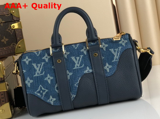 Louis Vuitton Keepall XS Blue Monogram Denim and Navy Blue Taurillon Leather M81011 Replica