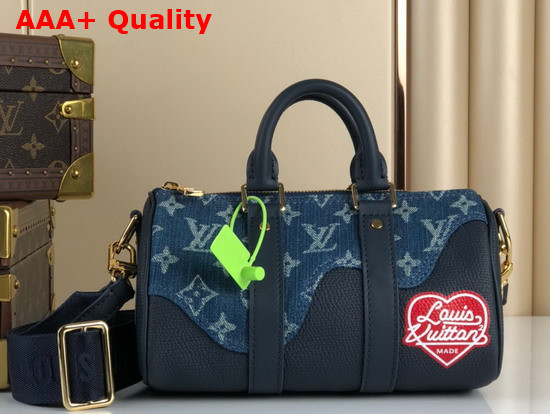 Louis Vuitton Keepall XS Blue Monogram Denim and Navy Blue Taurillon Leather M81011 Replica