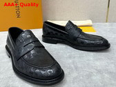 Louis Vuitton Kensington Loafer in Black Damier Embossed Calf Leather Replica