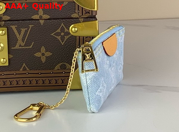 Louis Vuitton Key Pouch in Sky Blue Monogram Denim Replica