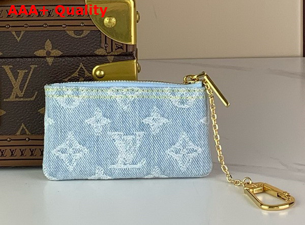 Louis Vuitton Key Pouch in Sky Blue Monogram Denim Replica