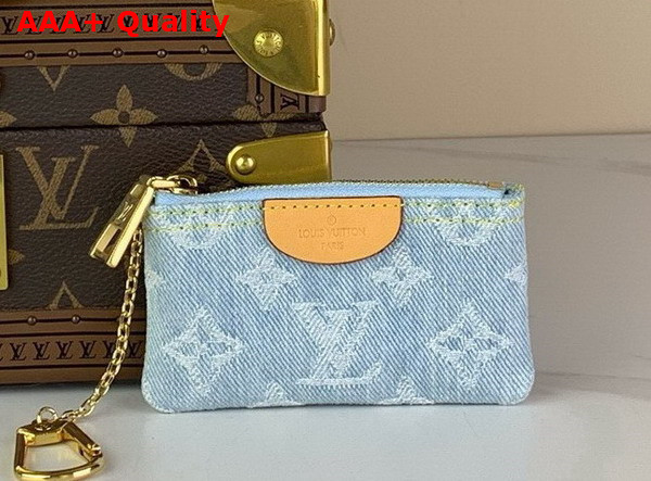 Louis Vuitton Key Pouch in Sky Blue Monogram Denim Replica